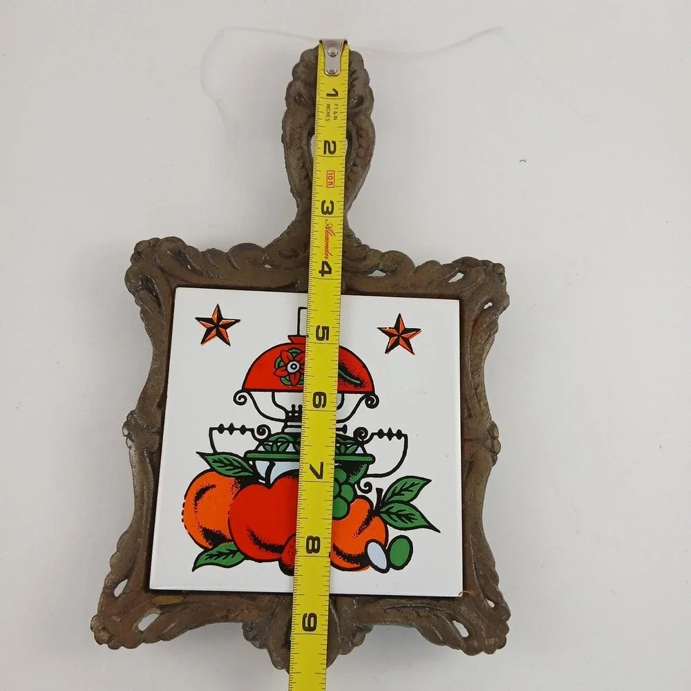 Fruit Lamp Trivet Cast Iron Ceramic Tile Hot‎ Pad Spoon Rest Taiwan Vintage MCM